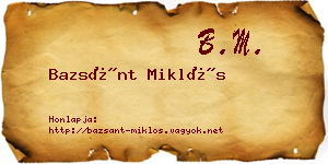 Bazsánt Miklós névjegykártya